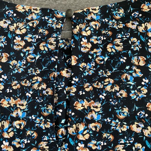 Free People Mini Dress‎ Womens Large Black Floral Long Sleeve Stretch Ladies - Picture 7 of 16